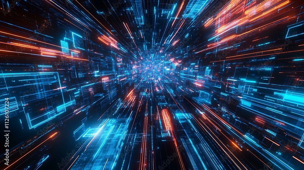 Abstract science theme with interconnected blue lines forming a modern digital network Abstract science theme with interconnected blue lines forming a modern digital network