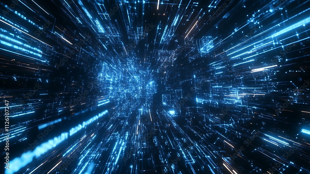 Naklejka premium Abstract science theme with interconnected blue lines forming a modern digital network