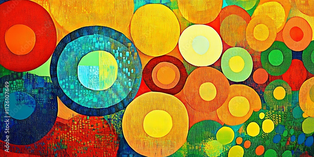 Colorful vibrant abstract design with circles. Geometric pattern forms ...