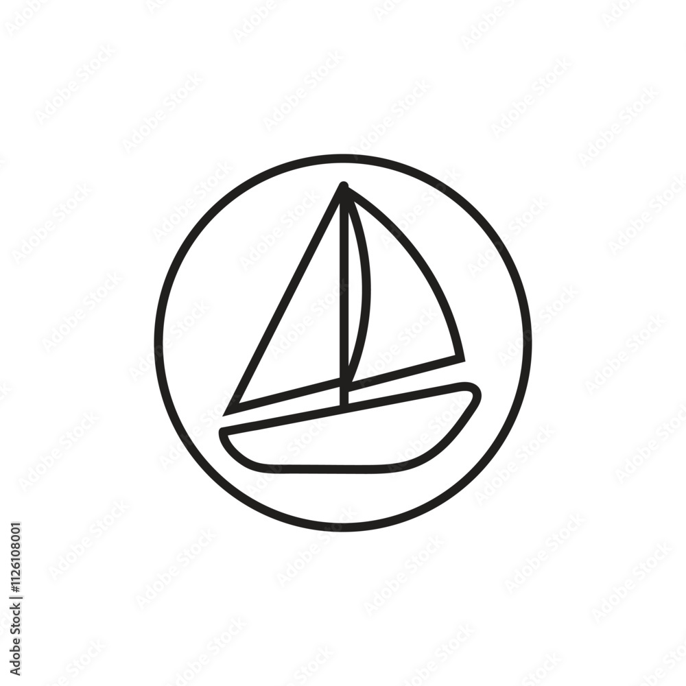 Sail boat for sailing line art vector icon for app and website