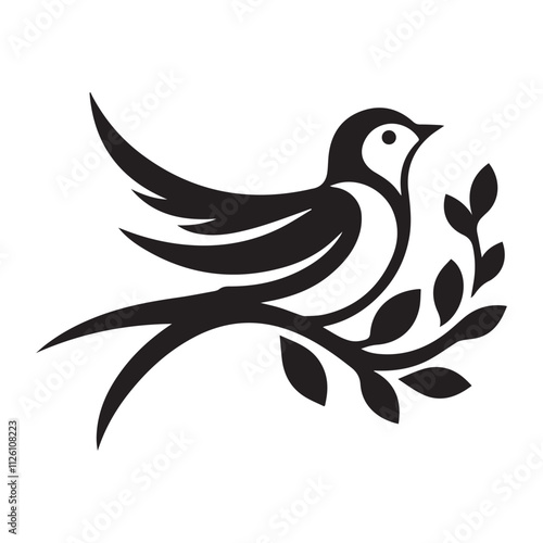 Bird silhouette vector design for logo icon, art illustration, and graphic design on a white background photo