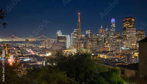 Photography Downtown San Francisco at Night, California