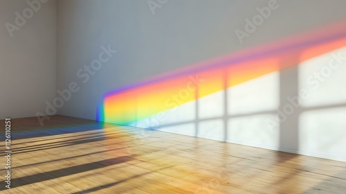 Captivating rainbow hues spread by a prism against a soft white wall