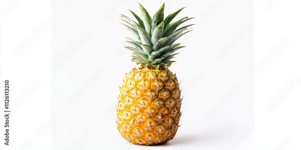 Fresh ripe pineapple fruit displayed against a white background, highlighting the vibrant colors and texture of the ripe pineapple, perfect for showcasing the appeal of ripe pineapple. Fresh ripe pineapple fruit displayed against a white background, highlighting the vibrant colors and texture of the ripe pineapple, perfect for showcasing the appeal of ripe pineapple.