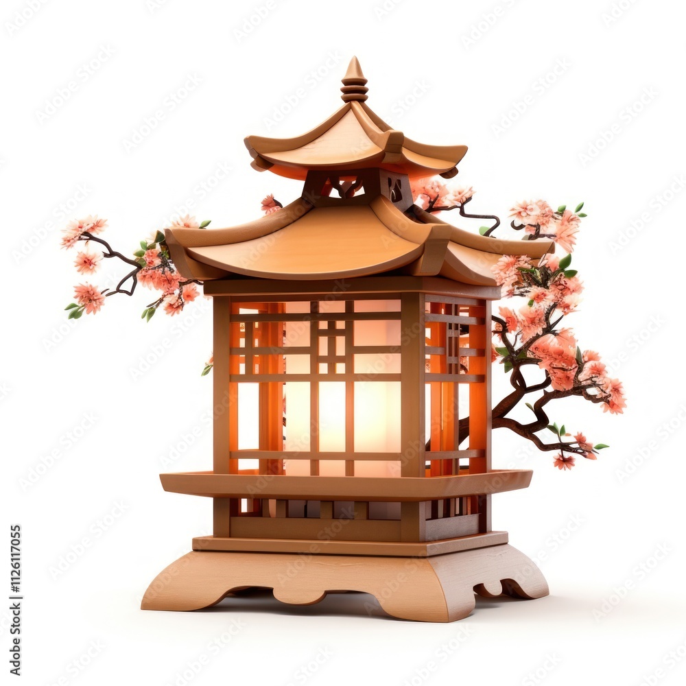 Japan lantern outdoors plant white background. Japan lantern outdoors plant white background.