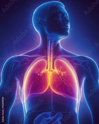 Anatomical Illustration of Human Chest and Lungs photo