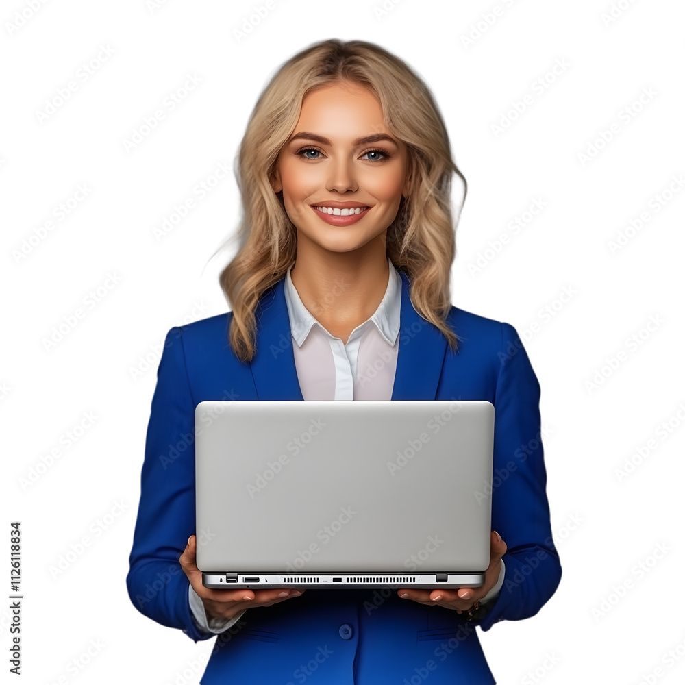Woman with laptop isolated on transparent background Woman with laptop isolated on transparent background