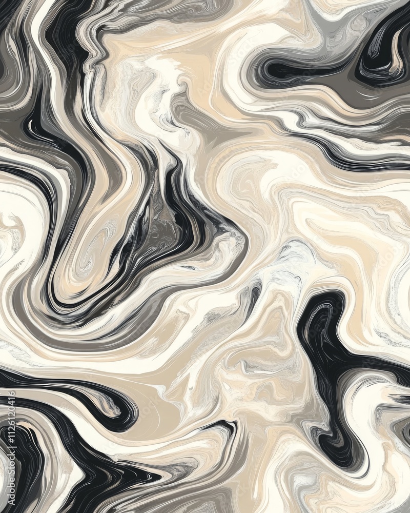 Fototapeta premium Abstract Marble Swirl in Monochrome Tones