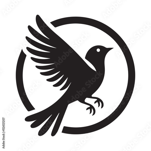 Bird silhouette vector design for logo icon, art illustration, and graphic design on a white background photo