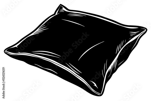  Black single pillow isolated over white background vector illustration 