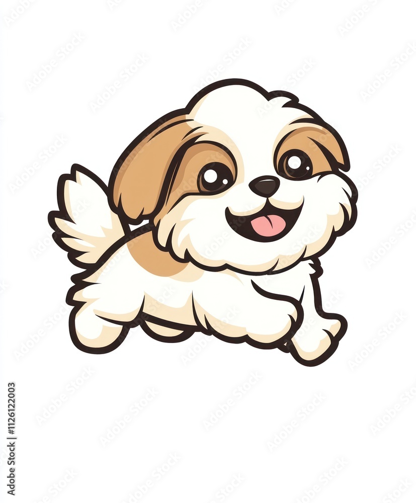 A cute cartoon dog with a happy expression, playfully running. A cute cartoon dog with a happy expression, playfully running.