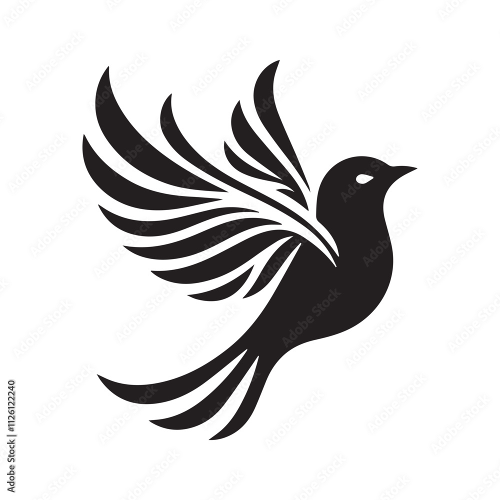 Bird silhouette vector design for logo icon, art illustration, and graphic design on a white background Bird silhouette vector design for logo icon, art illustration, and graphic design on a white background