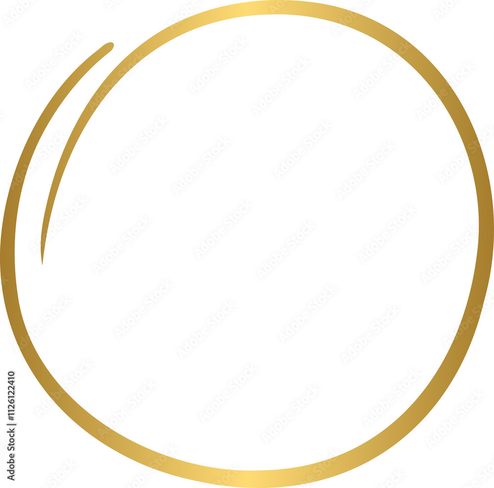 Golden hand drawn line circle, oval frame Golden hand drawn line circle, oval frame