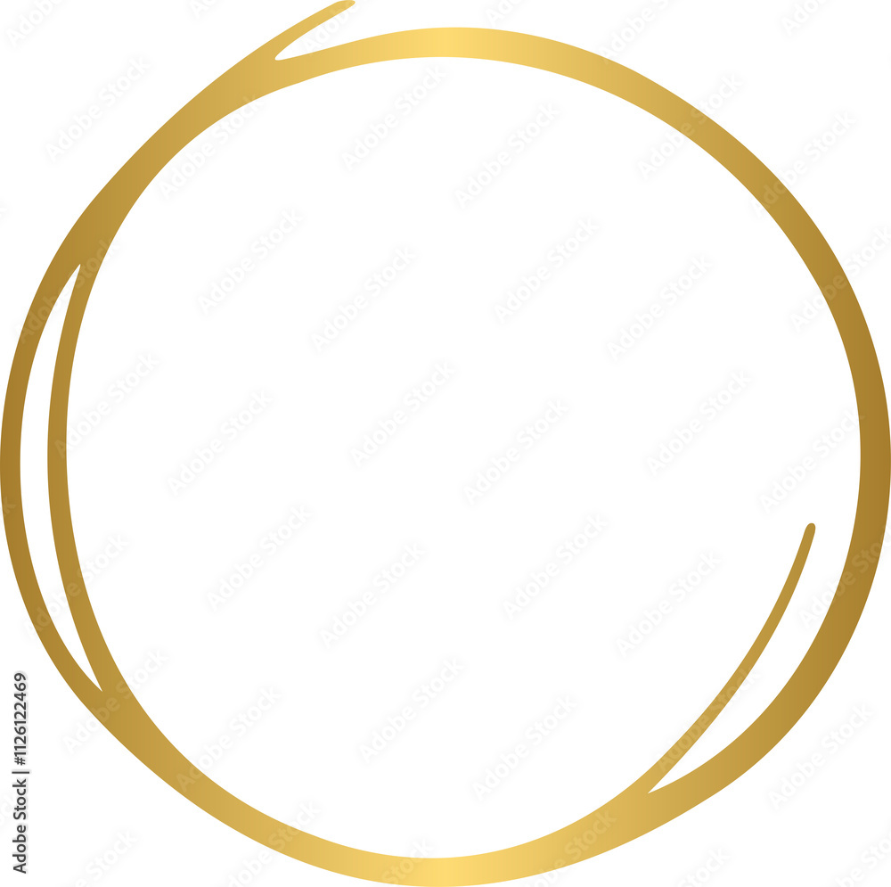 Golden hand drawn line circle, oval frame Golden hand drawn line circle, oval frame
