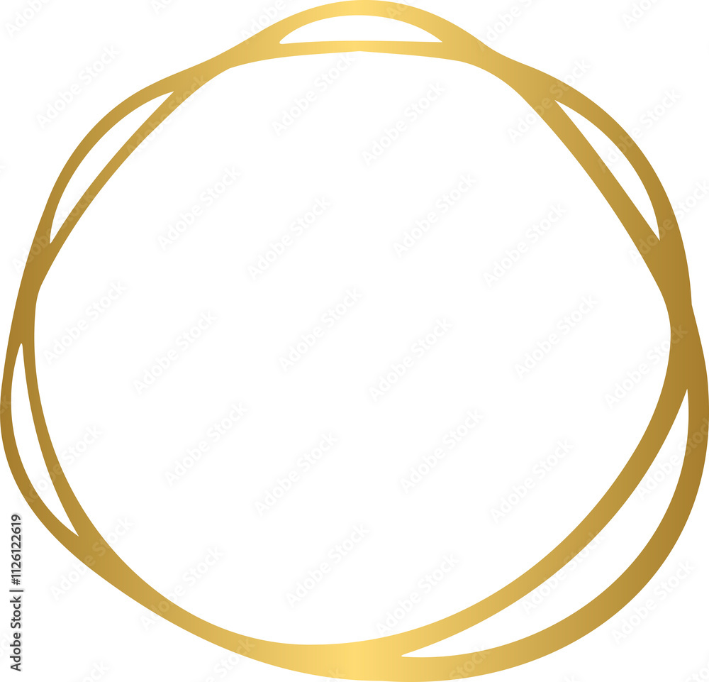 Golden hand drawn line circle, oval frame Golden hand drawn line circle, oval frame
