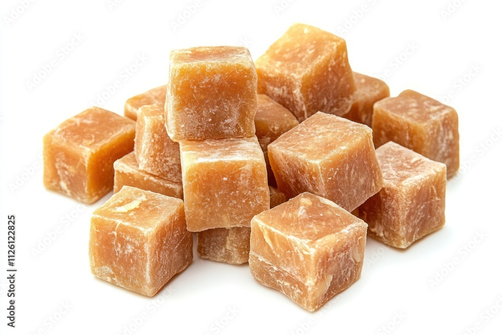 A pile of brown sugar cubes arranged in a casual stack. A pile of brown sugar cubes arranged in a casual stack.