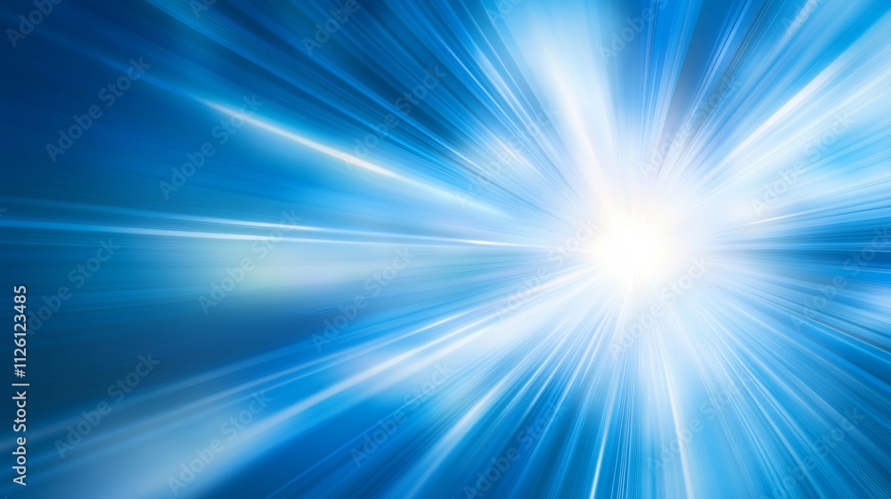 Bright White Burst of Light on Vibrant Blue Background, Energy Radiating Effect, Abstract Light Streaks Bright White Burst of Light on Vibrant Blue Background, Energy Radiating Effect, Abstract Light Streaks