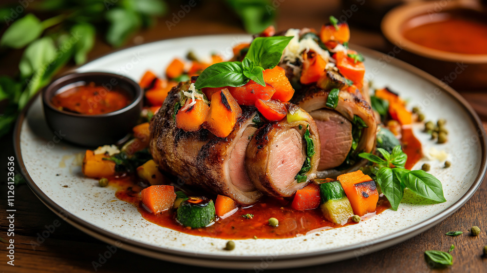 Delectable Grilled Lamb Rolls with Roasted Vegetables Delectable Grilled Lamb Rolls with Roasted Vegetables