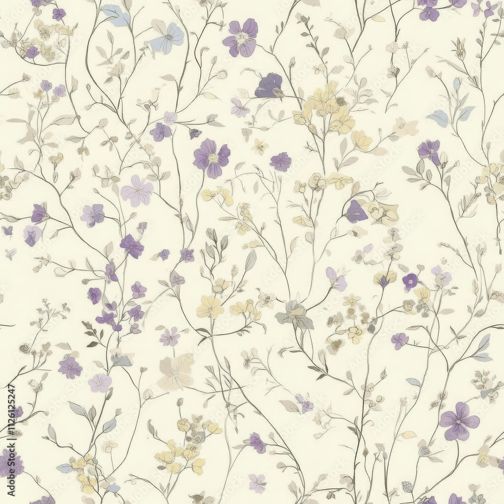 Delicate Floral Botanicals Seamless Pattern Design Delicate Floral Botanicals Seamless Pattern Design