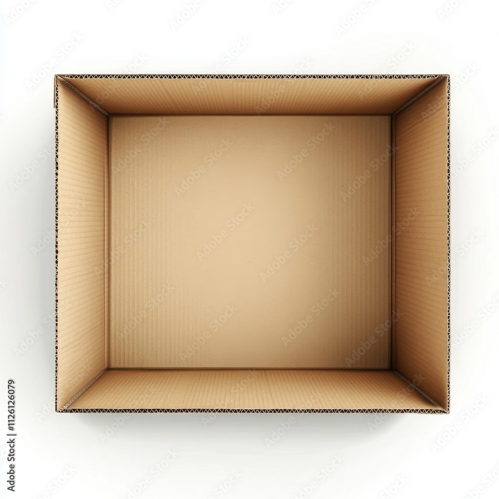 Fototapeta premium An empty, open cardboard box isolated on a clean white background