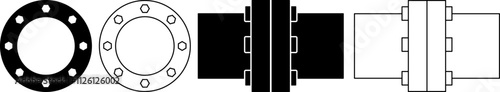 outline silhouette Flange icon set