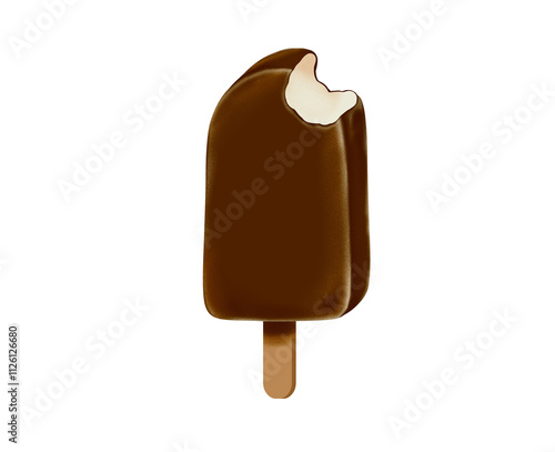 chocolate coated ice cream with bar isolated from background