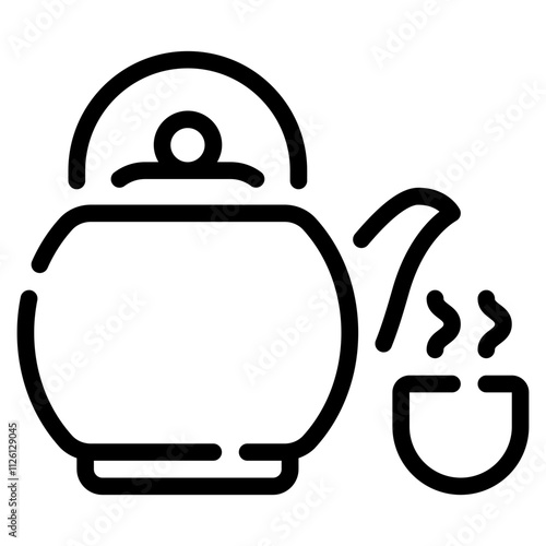 Stylish Teapot Icon with Steam