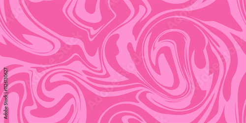 Pink marble acrylic swirl seamless pattern, ice cream texture, watercolor marble background. 1970s trippy seamless pattern. Valentine's Day abstract vector background.