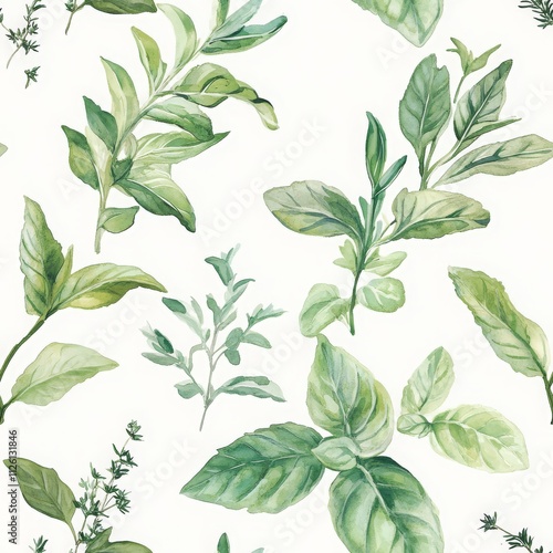 Whimsical Watercolor Garden Herbs Illustration