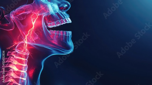 X-Ray of a Human Jaw and Neck with Pain