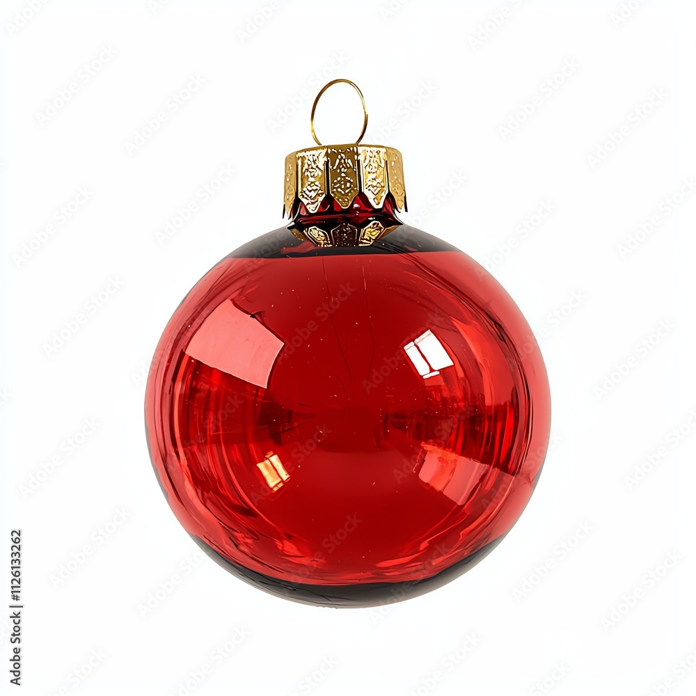 A shiny red Christmas ornament with a golden cap, perfect for holiday decorations and festive celebrations. A shiny red Christmas ornament with a golden cap, perfect for holiday decorations and festive celebrations.