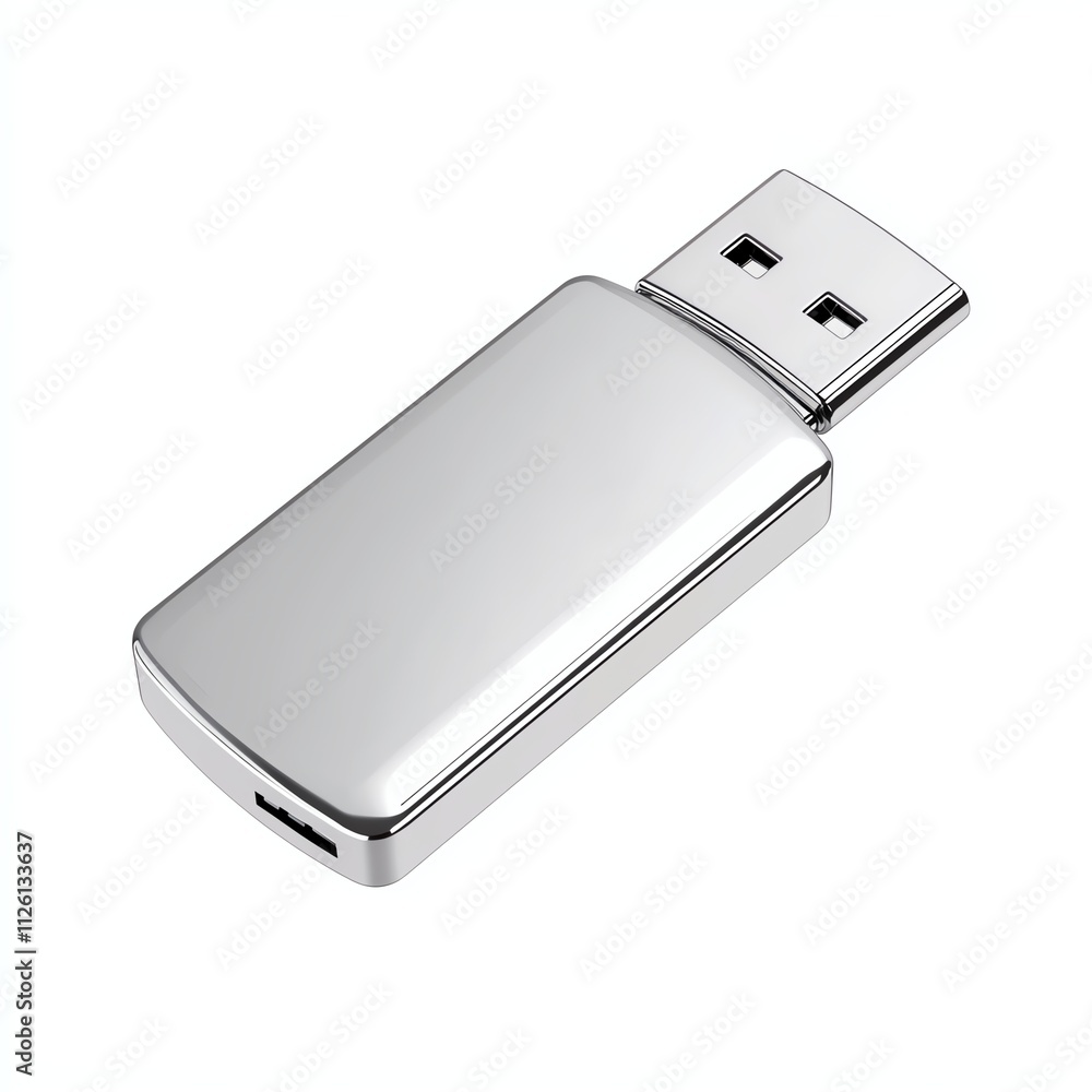 A sleek, silver USB flash drive designed for data storage and transfer, featuring a standard USB connector for easy compatibility. A sleek, silver USB flash drive designed for data storage and transfer, featuring a standard USB connector for easy compatibility.