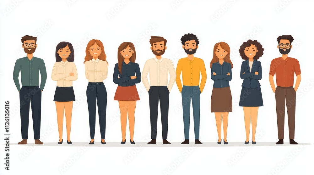 Modern Flat Design of Diverse Office Staff Vector Illustration Modern Flat Design of Diverse Office Staff Vector Illustration