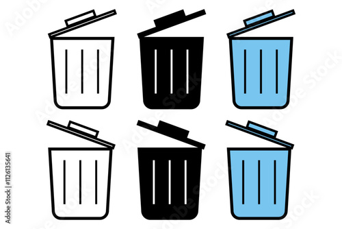 delete icon set. trash bin icon set. trash can icon. delete button set. dustbin and garbage box icon. delete icon for app, ui and website. recycle bin. vector illustration on white background