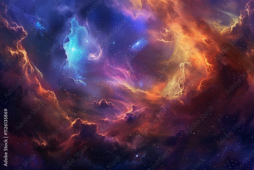 A swirling nebula filled with vibrant colors creates a mesmerizing display in deep space, revealing the beauty and complexity of the universe's cosmic formations. A swirling nebula filled with vibrant colors creates a mesmerizing display in deep space, revealing the beauty and complexity of the universe's cosmic formations.