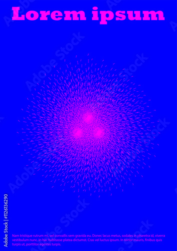 Set of Minimal Vector Banner Design with Circles and Wave Lines. Abstract Background with Optical Illusion. Good for Brand Identity or Music Fest Invitation. Swiss Style. Blue, Yellow, Pink.