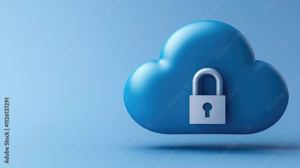 Enhancing cloud security with lock symbol on blue background digital technology conceptual visualization Enhancing cloud security with lock symbol on blue background digital technology conceptual visualization