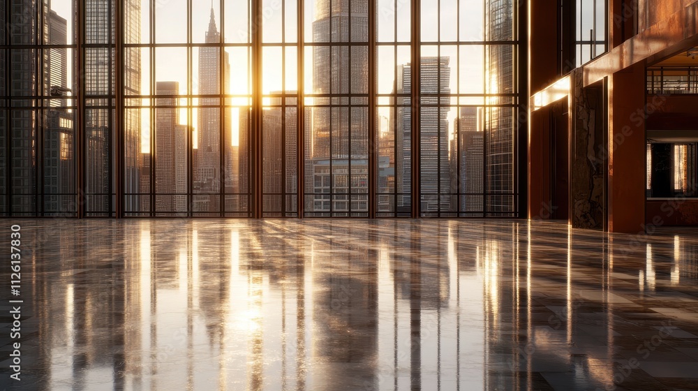 Sunset Reflections in a Glassy Lobby Sunset Reflections in a Glassy Lobby