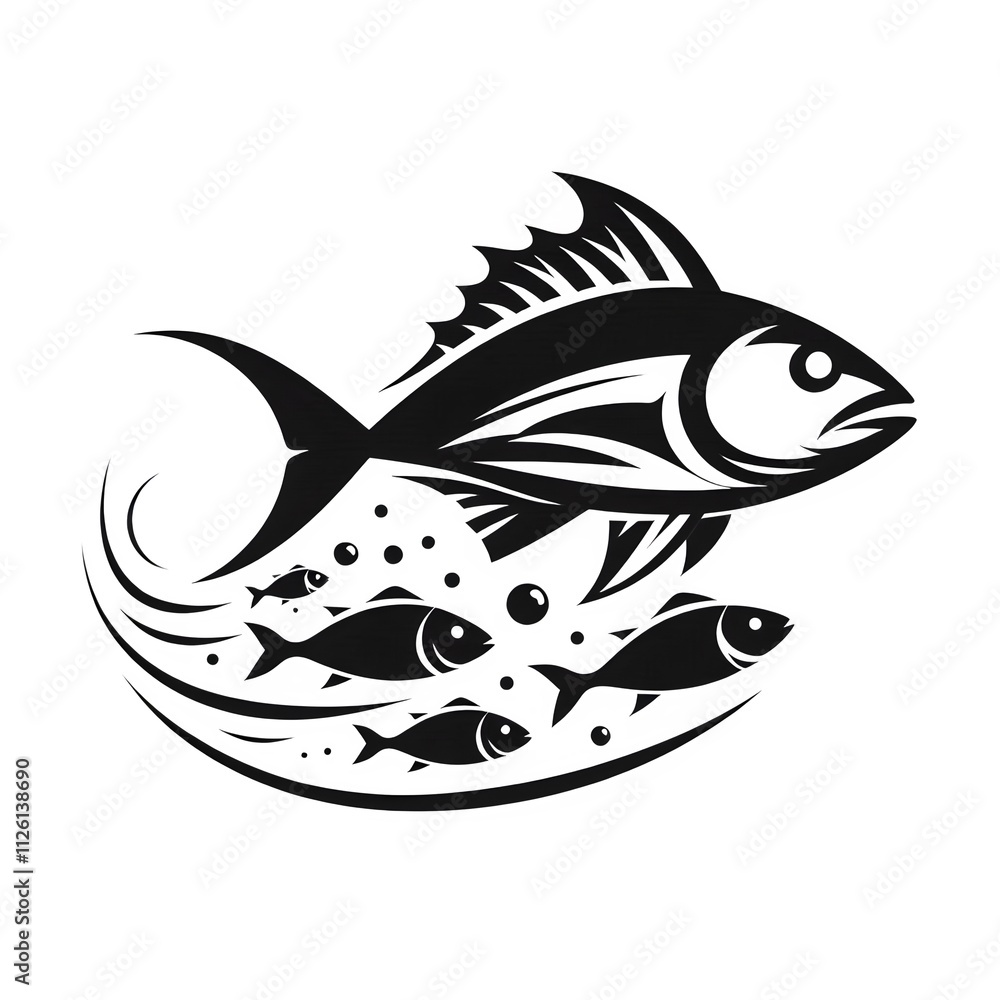 Fish silhouette vactor illustration with white background Fish silhouette vactor illustration with white background
