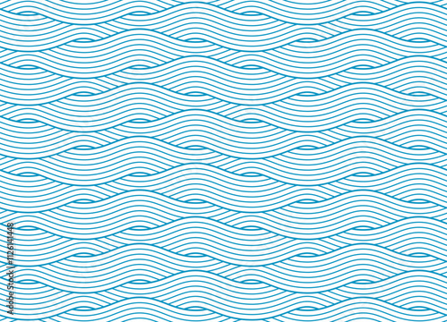 Seamless pattern with blue waves