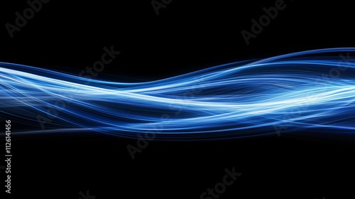 Blue Light Waves Abstract, Dark Background, Digital Flow, Futuristic Design