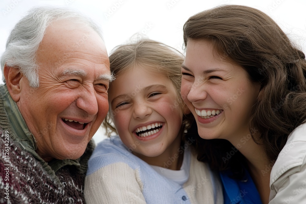 Three Generations Enjoying a Joyful Moment Together Outdoors on a Bright Day Three Generations Enjoying a Joyful Moment Together Outdoors on a Bright Day