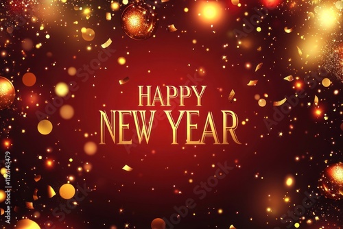 Wallpaper Mural Happy New Year background lights greeting confetti. Torontodigital.ca