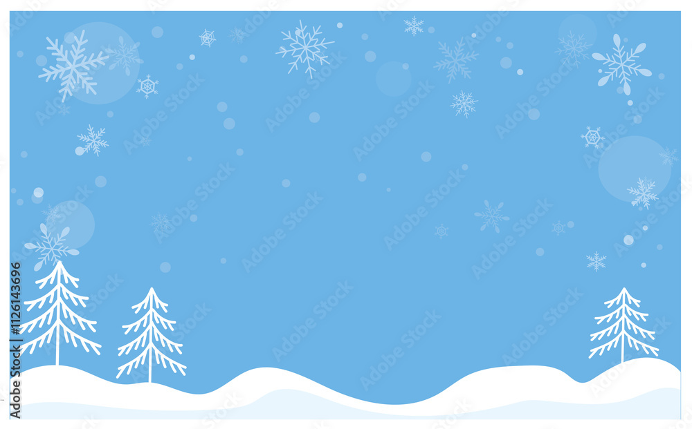 雪と自然の冬イラスト背景素材 雪と自然の冬イラスト背景素材