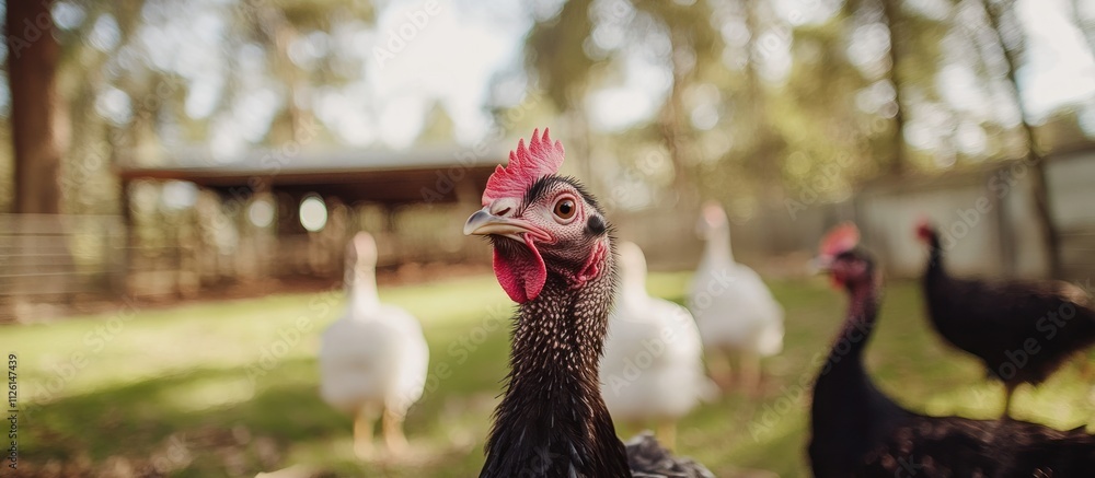 custom made wallpaper toronto digitalA close-up of a turkey with other birds in the background on a farm.