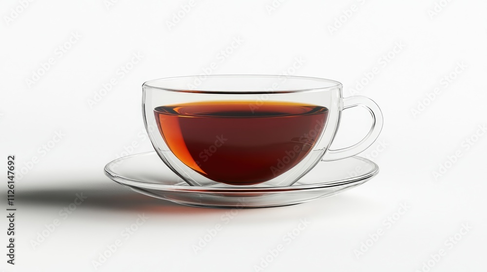 Glass Teacup with Warm Brown Tea Glass Teacup with Warm Brown Tea