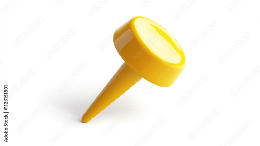 Yellow Push Pin on White Background Yellow Push Pin on White Background