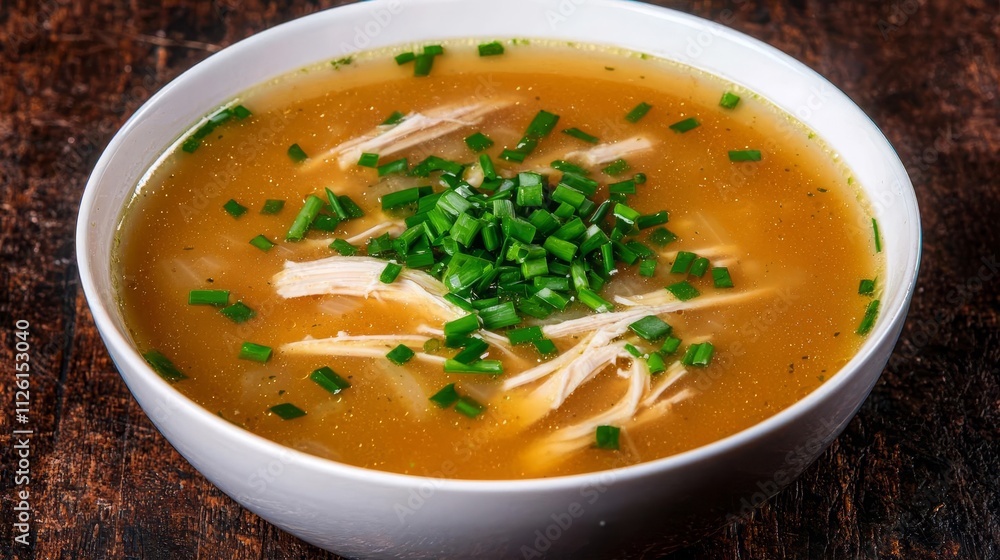 chicken soup broth steaming concept. Delicious chicken soup garnished with fresh herbs in a bowl. chicken soup broth steaming concept. Delicious chicken soup garnished with fresh herbs in a bowl.