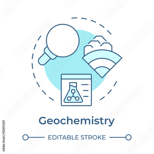 Geochemistry soft blue concept icon. Geological systems exploration. Soil condition assessment. Round shape line illustration. Abstract idea. Graphic design. Easy to use in presentation