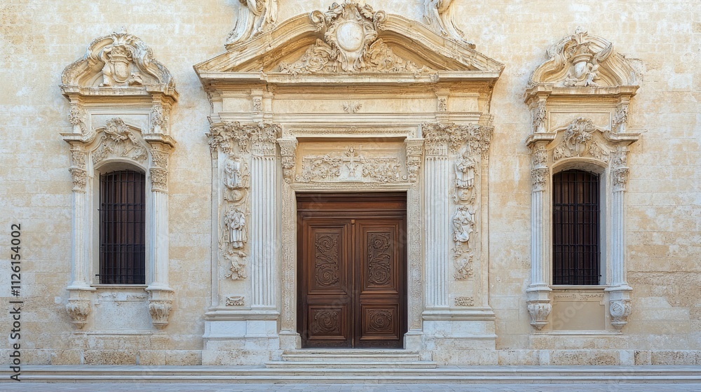 Ornate Stone Facade with Ornamental Doorway Ornate Stone Facade with Ornamental Doorway
